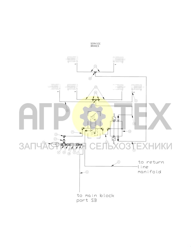 Гидрооборудование тормозов (SX016999) (№9 на схеме)